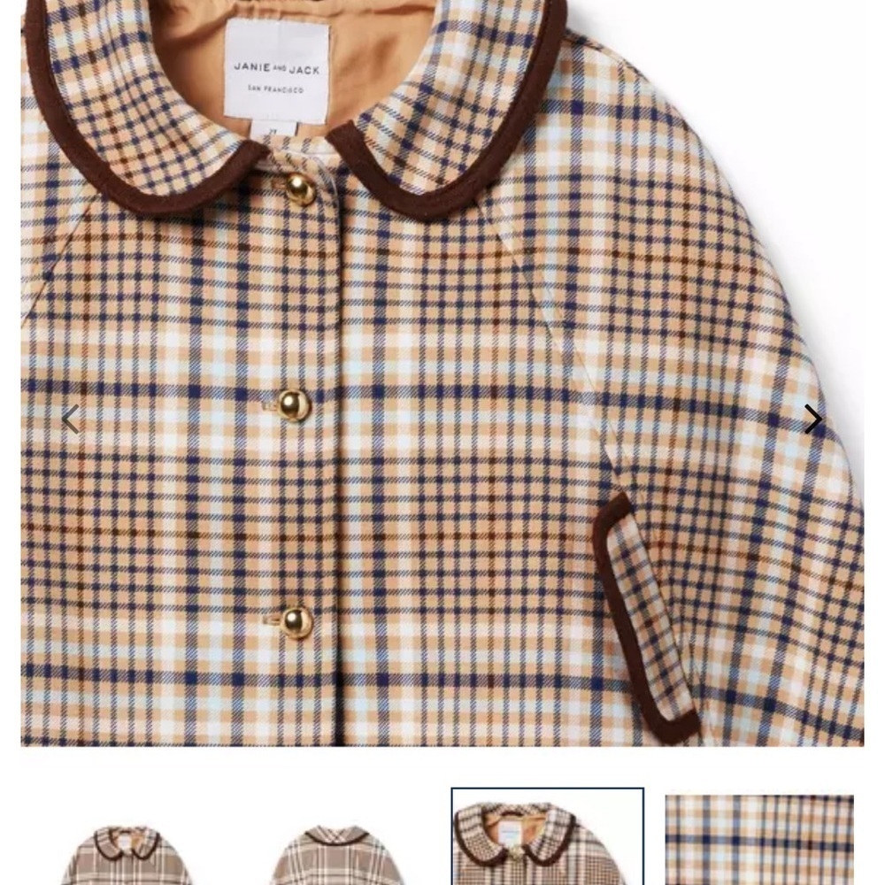 Janie and Jack Plaid Cape - Green, Orange, Brown - Picture 8 of 10